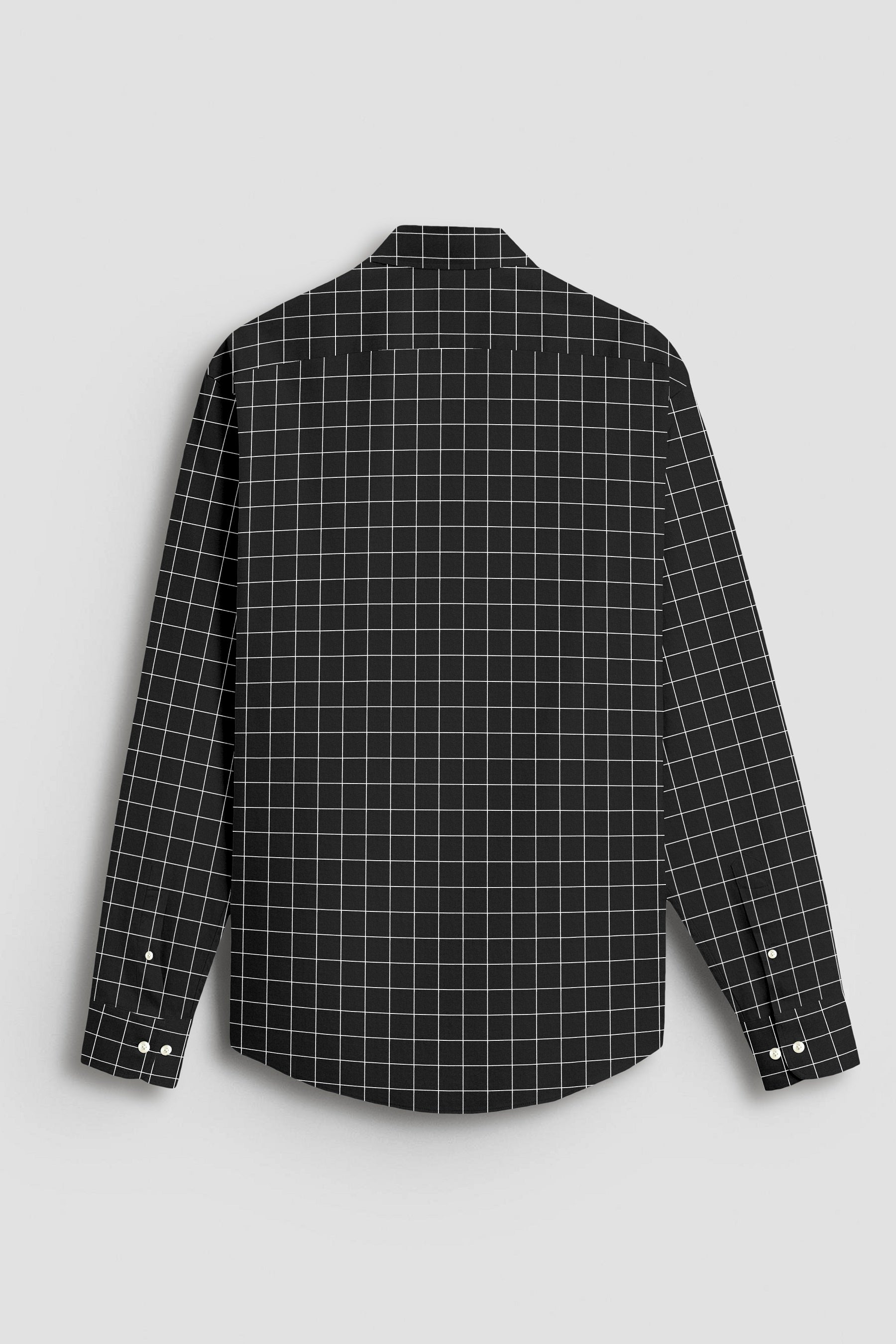 Raven Black and Salt White Graph Checks Cotton Shirt