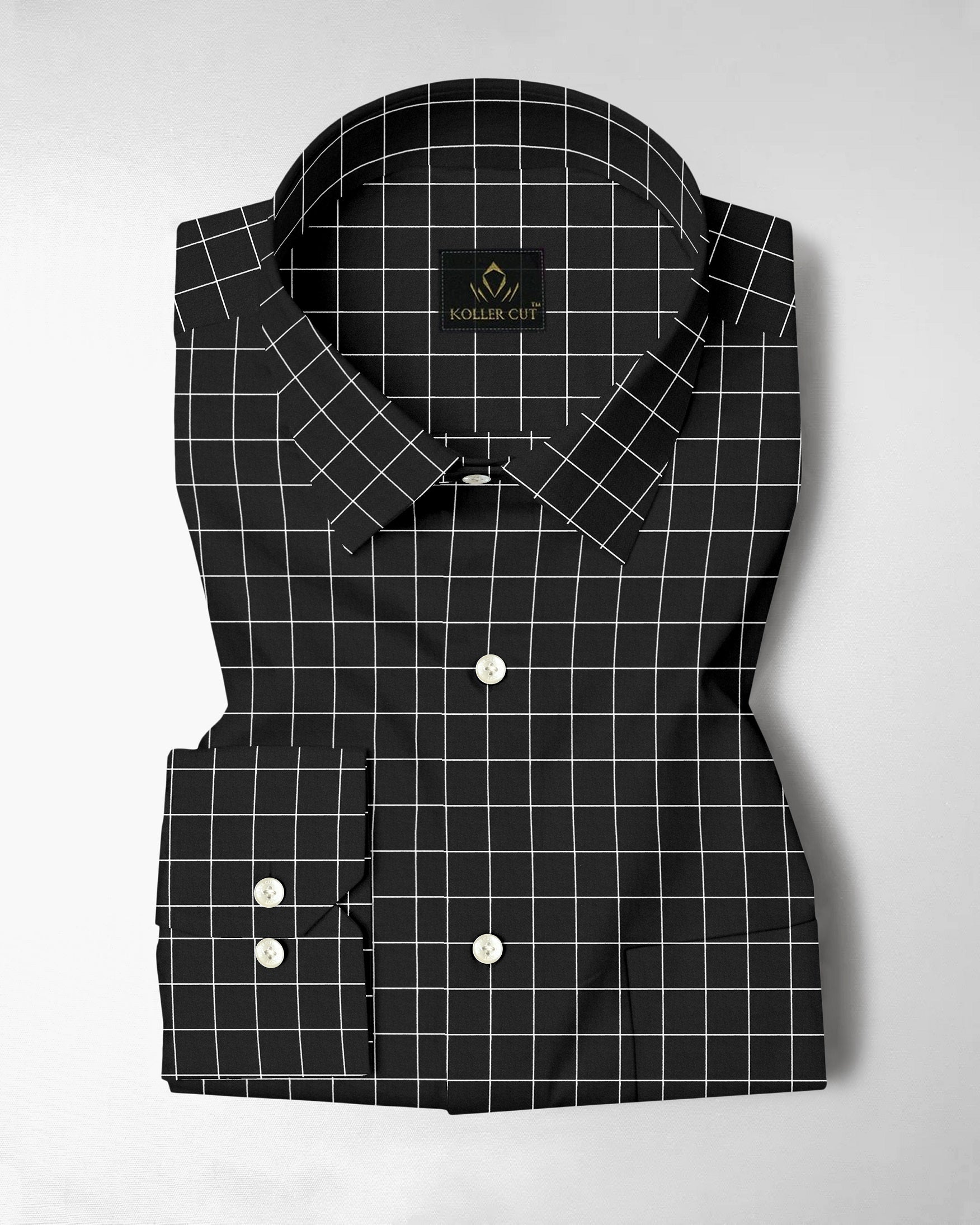 Raven Black and Salt White Graph Checks Cotton Shirt