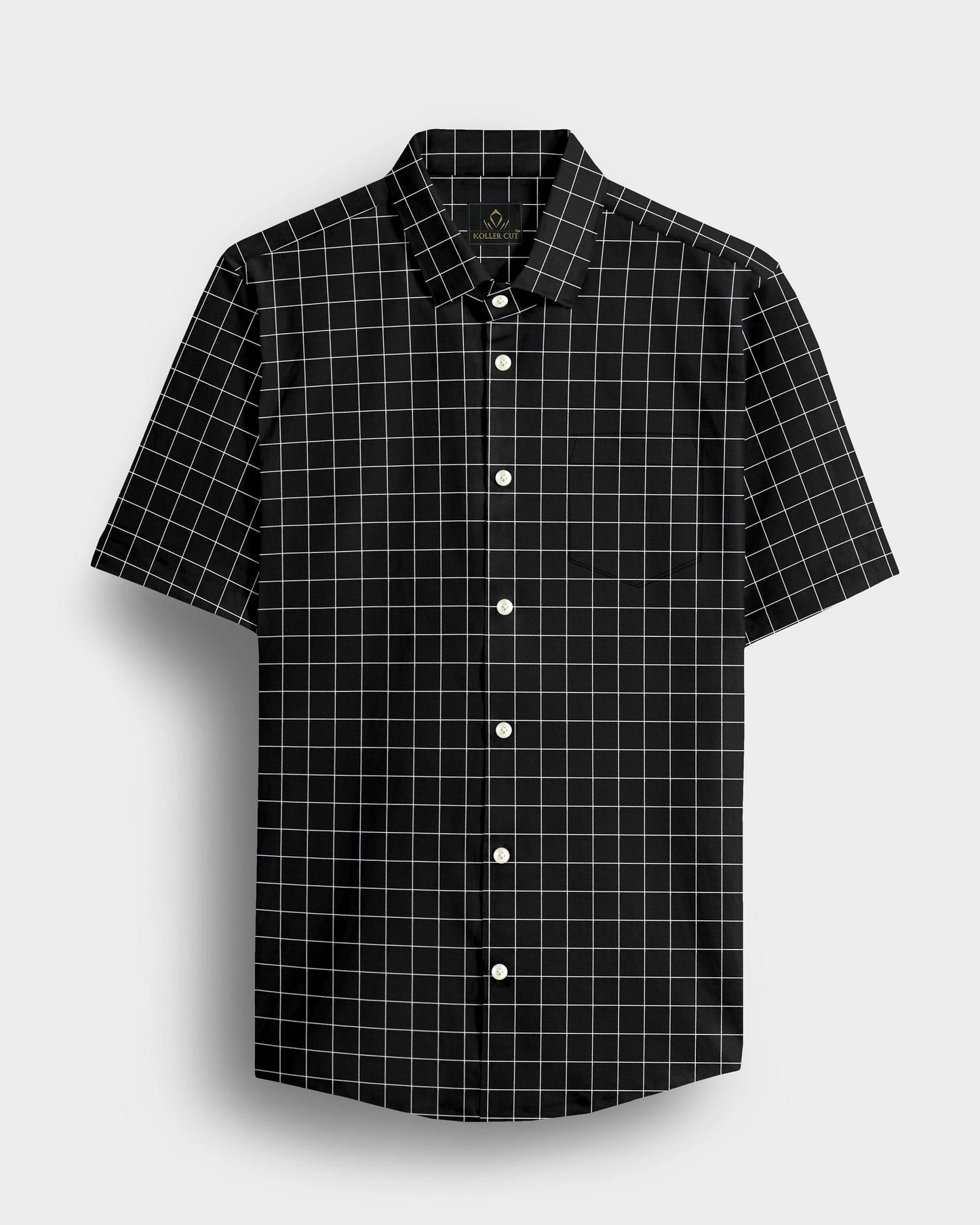 Raven Black and Salt White Graph Checks Cotton Shirt