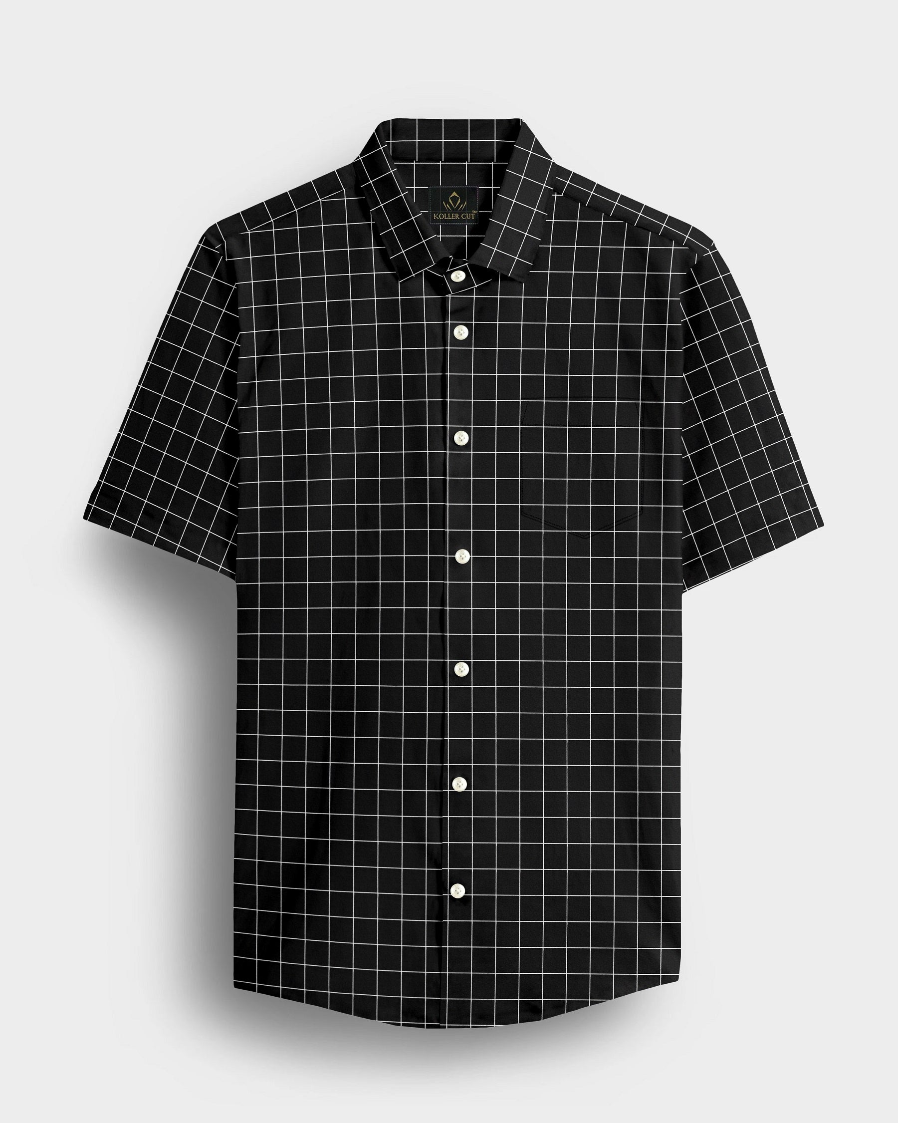 Raven Black and Salt White Graph Checks Cotton Shirt