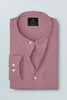 White and Maroon Gingham Checks Mandarin Collar Cotton Shirt