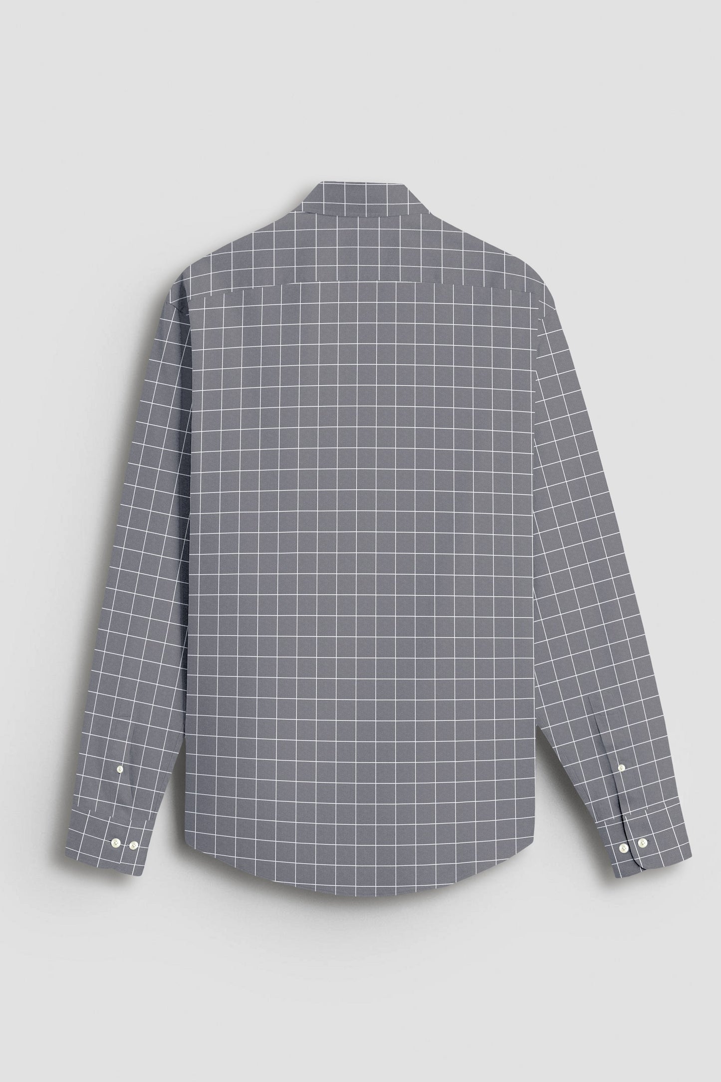 Titanium Gray and Salt White Graph Checks Cotton Shirt