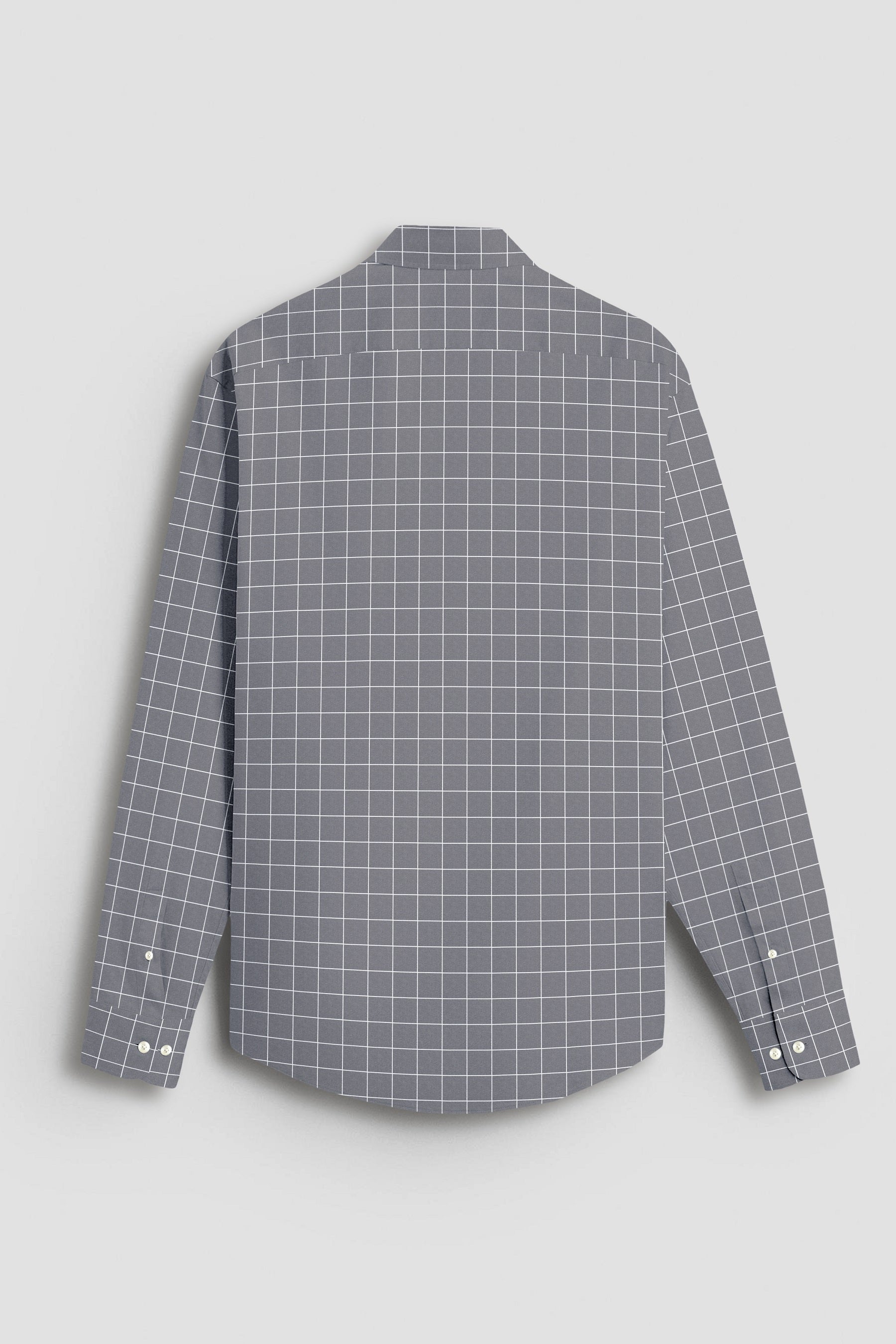 Titanium Gray and Salt White Graph Checks Cotton Shirt