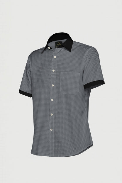 Jet Black and White Checks Designer Cotton Shirt- Plus size designer shirts