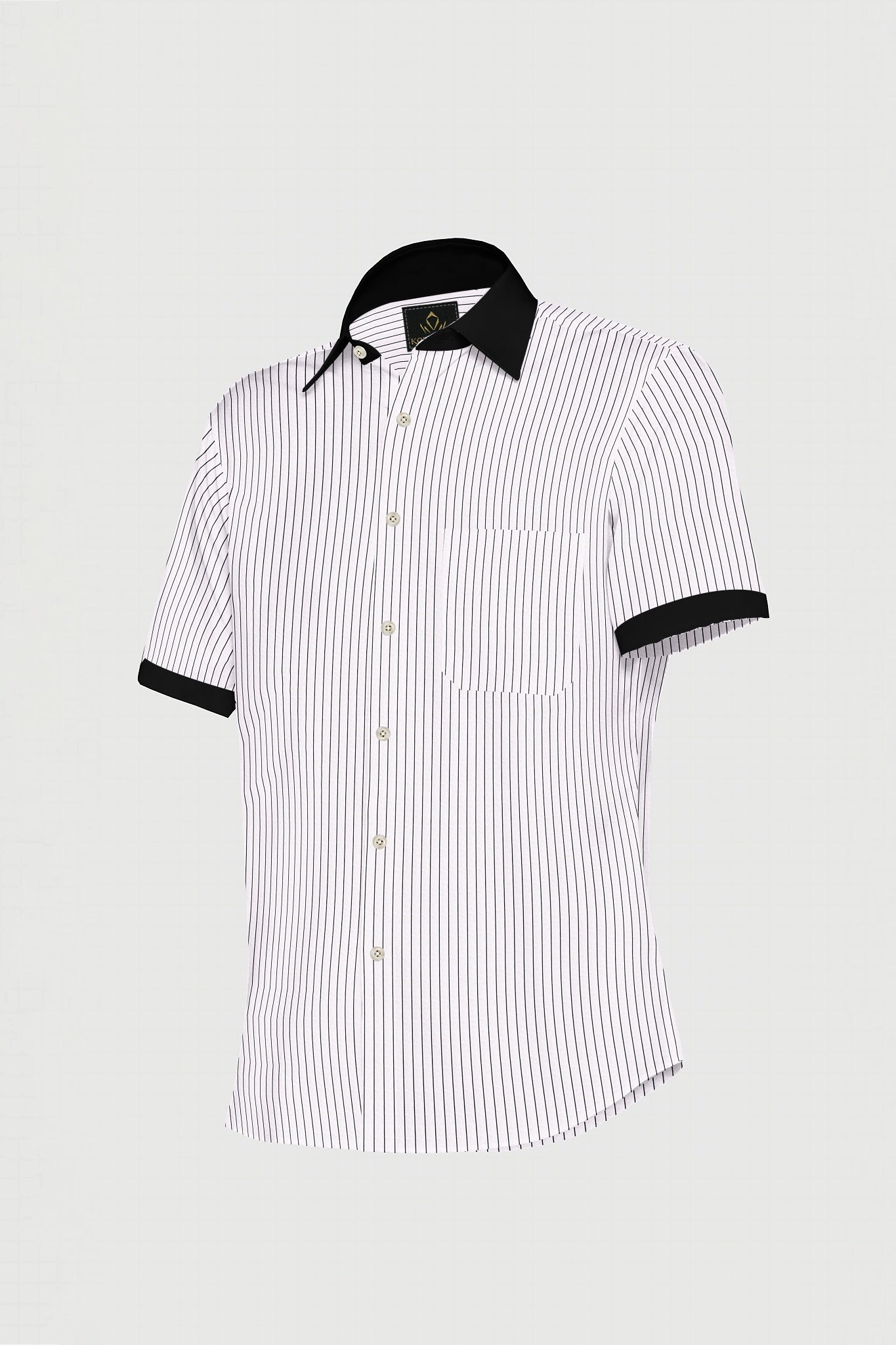 Jet Black and White Pinstripes Designer Cotton Shirt