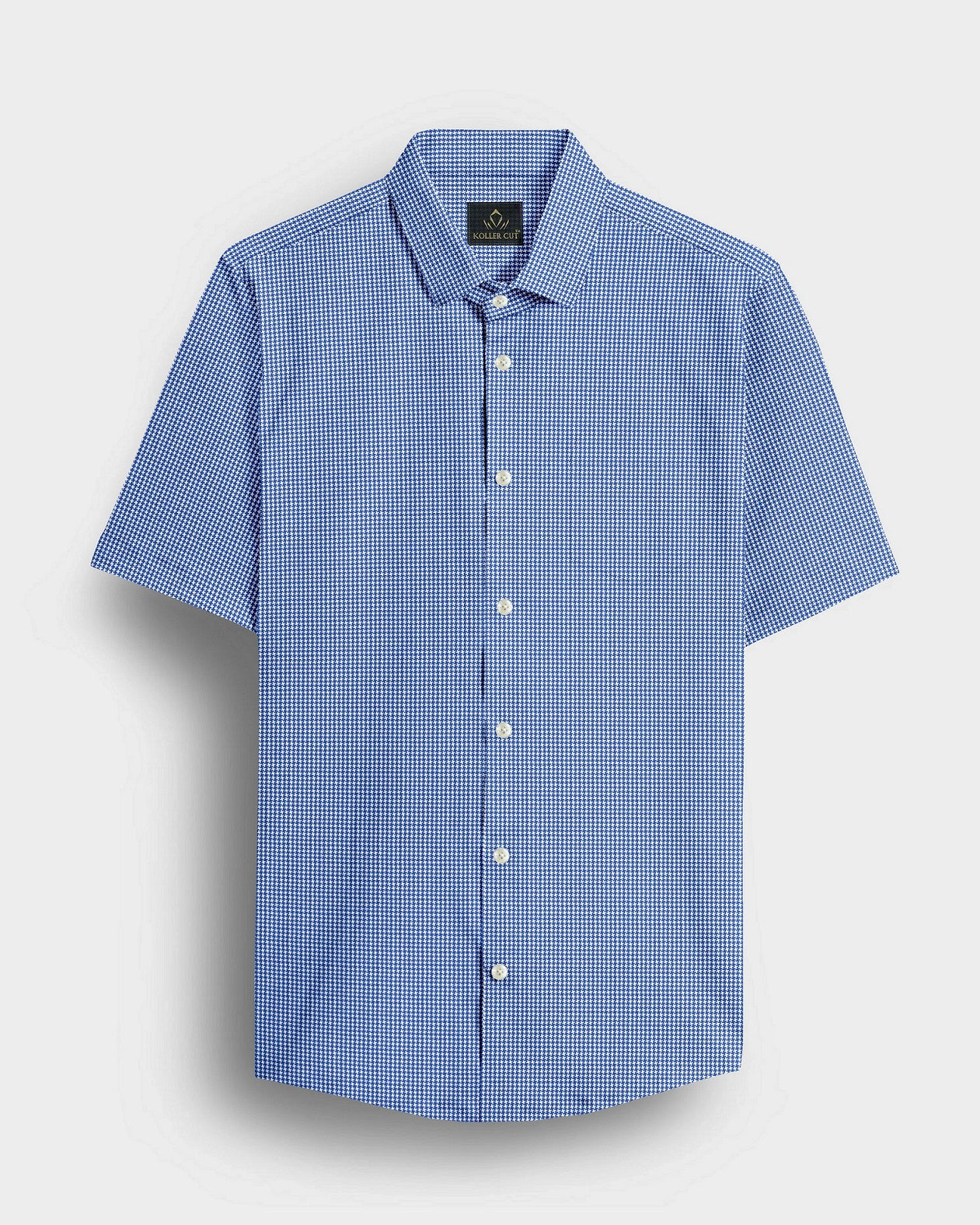 Baleine Blue and White Ninja Shuriken Printed Cotton Shirt