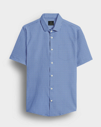 Baleine Blue and White Ninja Shuriken Printed Cotton Shirt