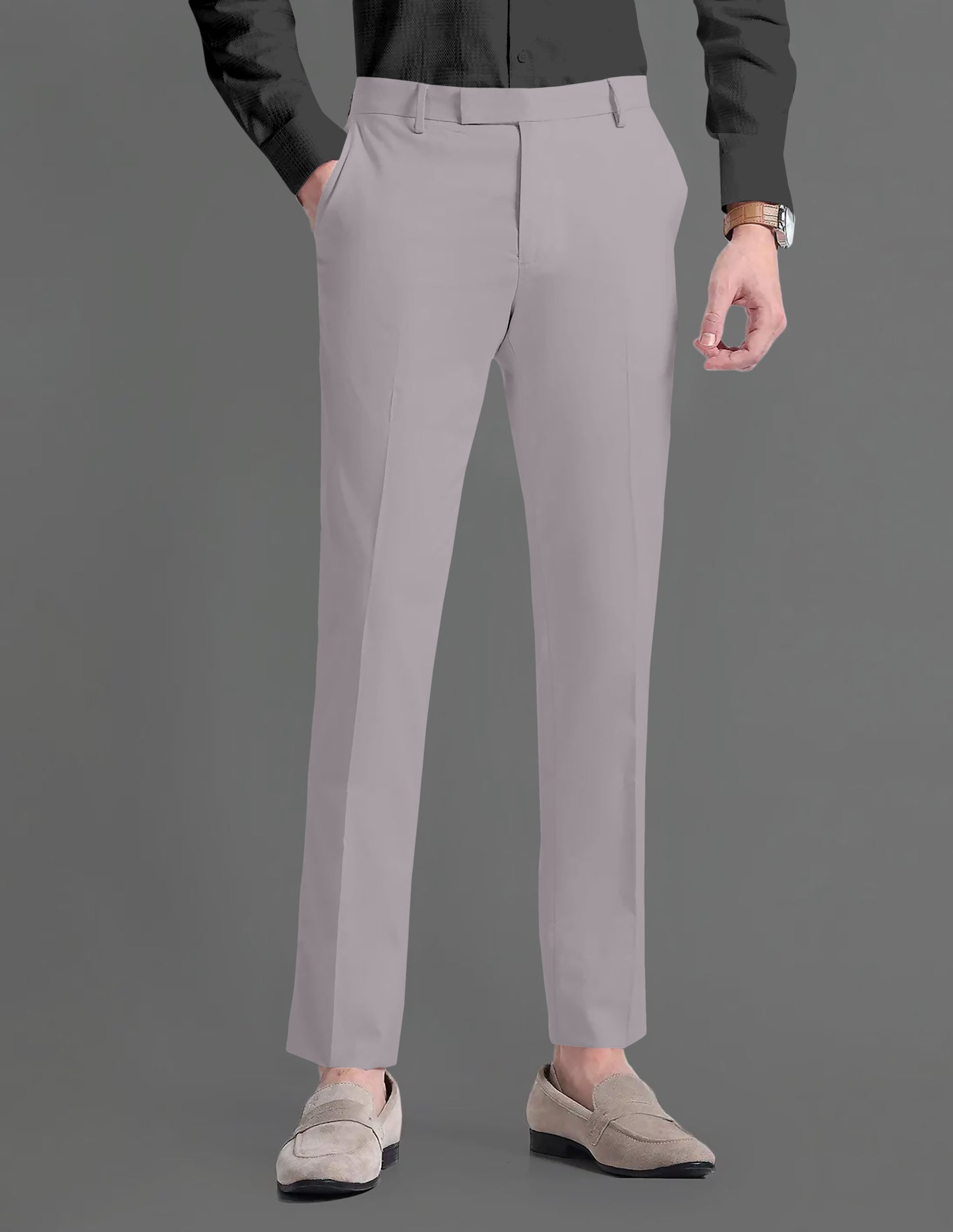 Lunar Gray Solid Wool Blend Pant