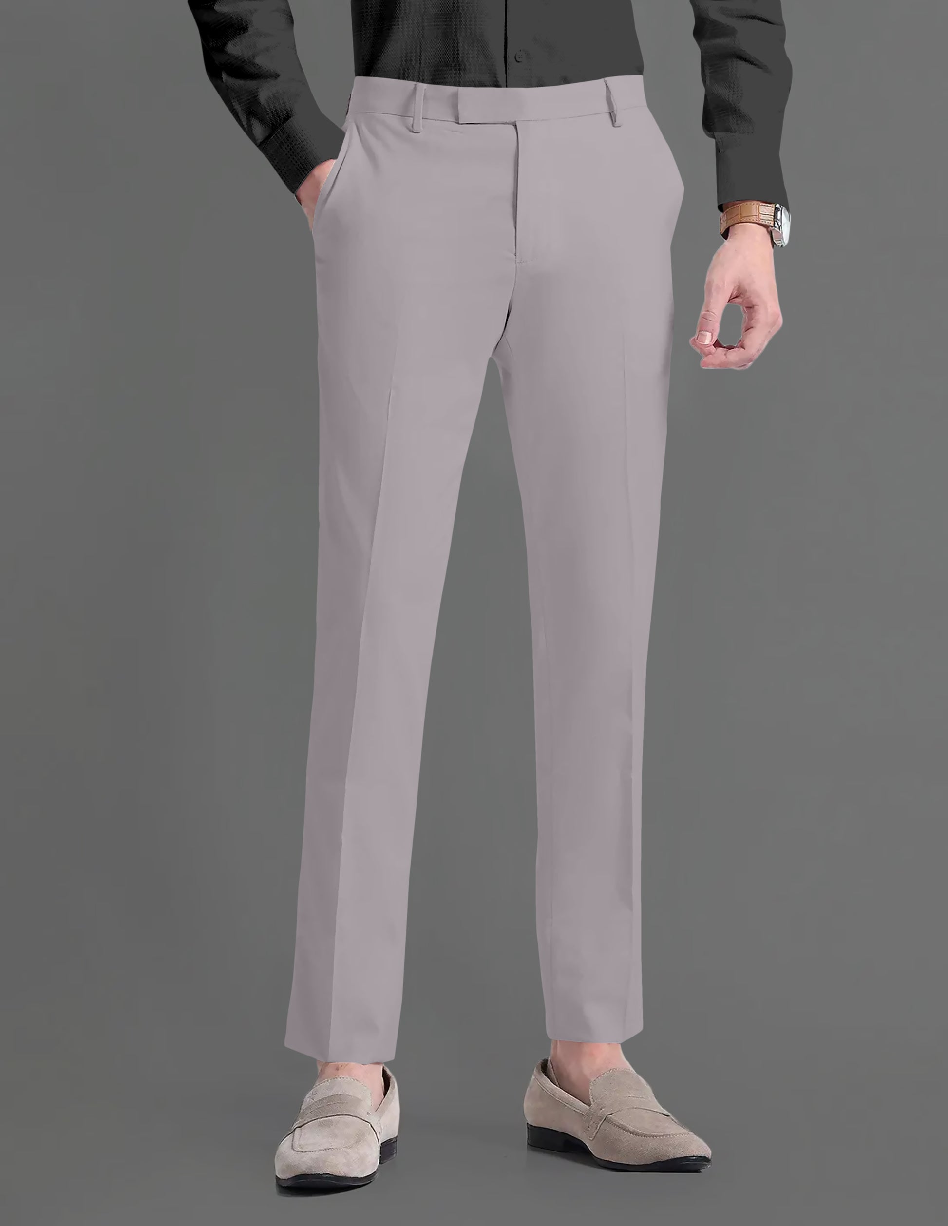 Lunar Gray Solid Wool Blend Pant