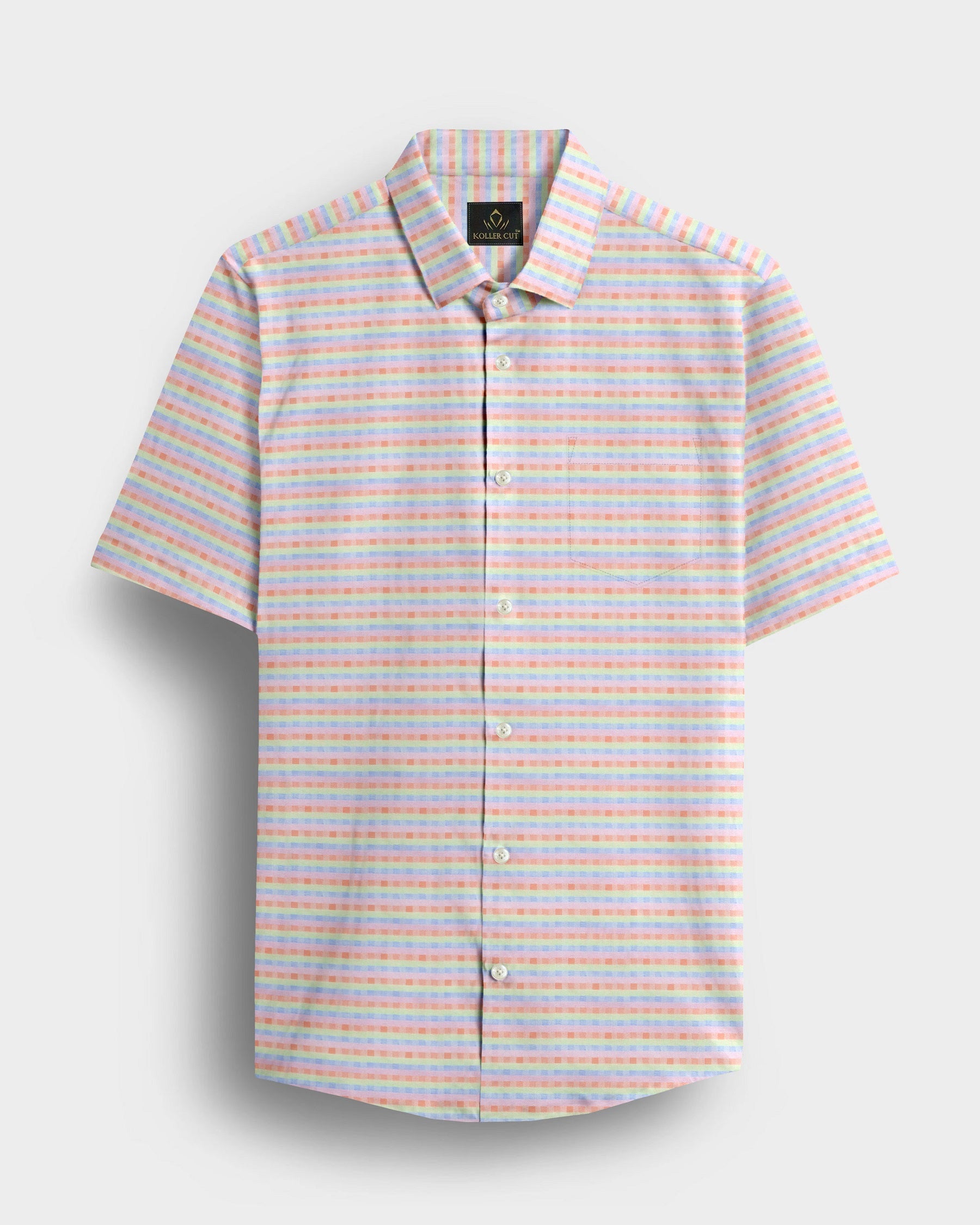 Cradle Pink with Patina Green Jacquard Checks Egyptian Giza Cotton Shirt