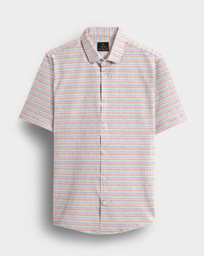 Cradle Pink with Patina Green Jacquard Checks Egyptian Giza Cotton Shirt