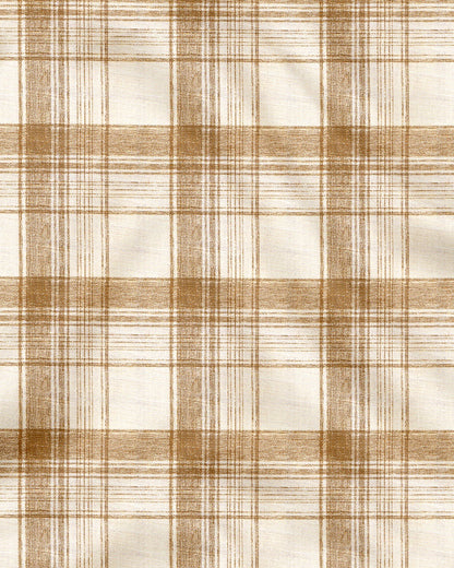 Beige and Hazelnut Brown Checks Cotton Linen Shirt