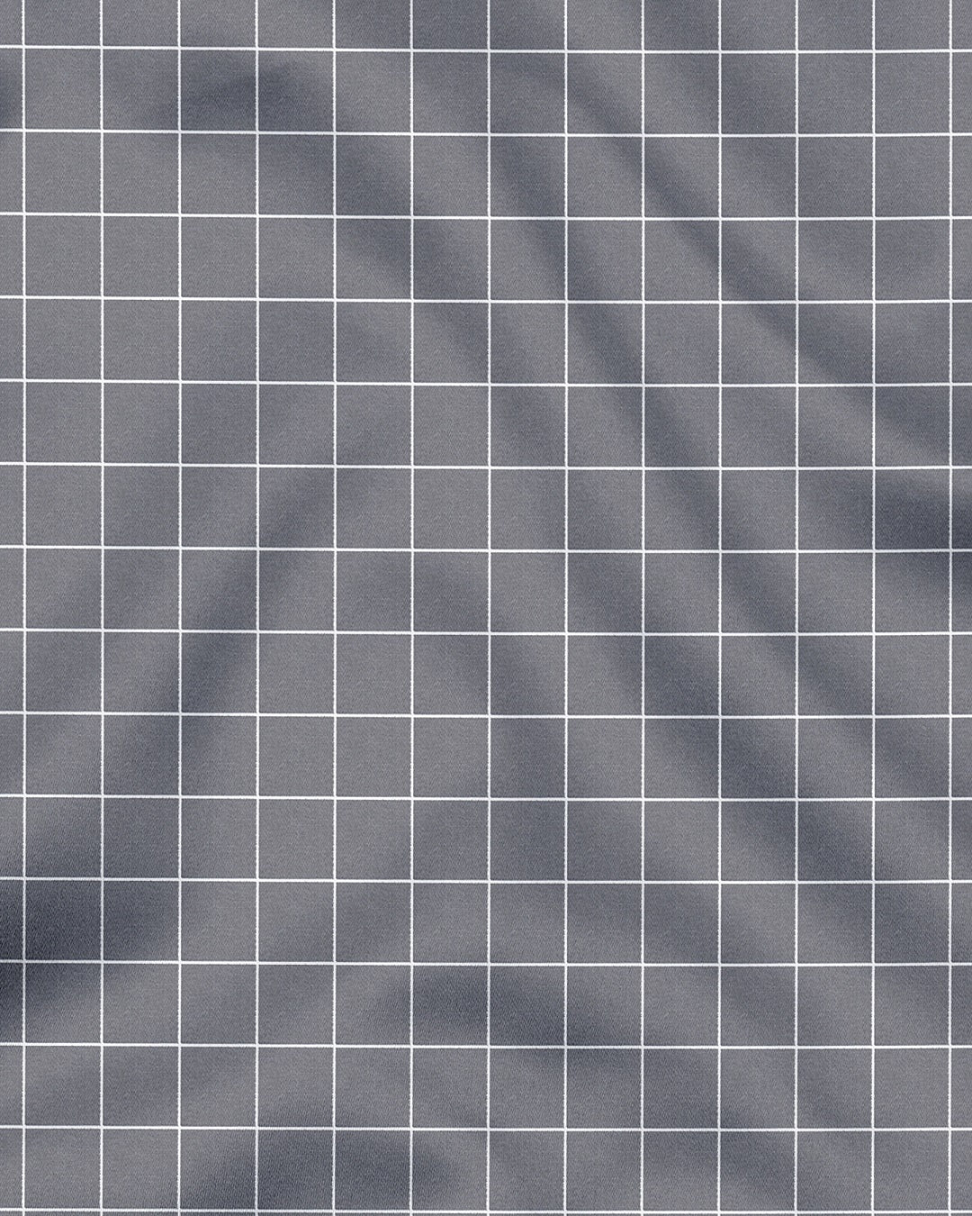 Titanium Gray and Salt White Graph Checks Cotton Shirt