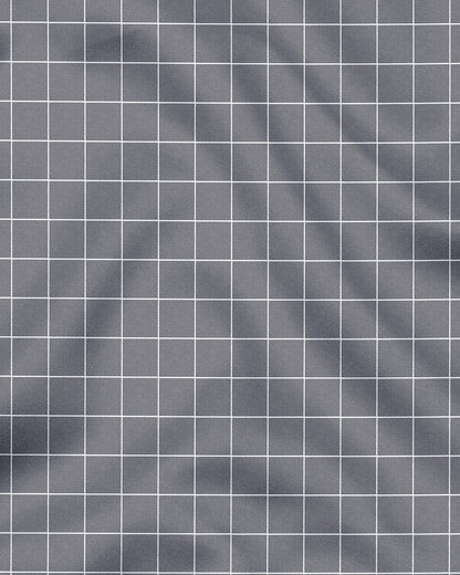 Titanium Gray and Salt White Graph Checks Cotton Shirt