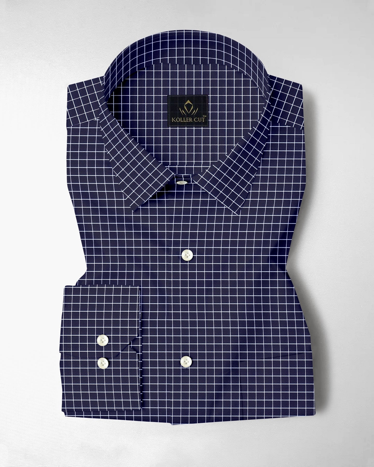 Monaco Blue and Snow White Checks Cotton Shirt