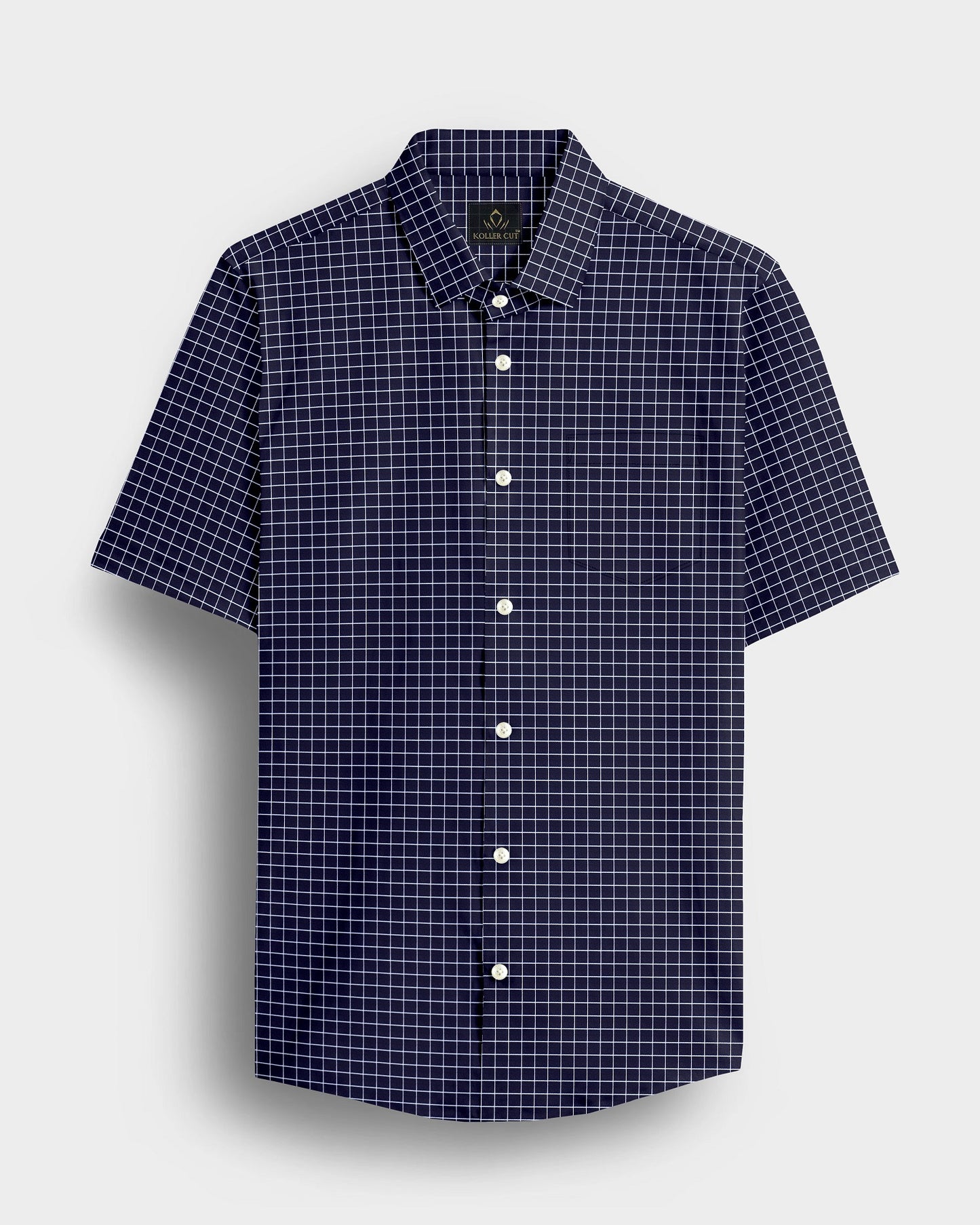 Monaco Blue and Snow White Checks Cotton Shirt