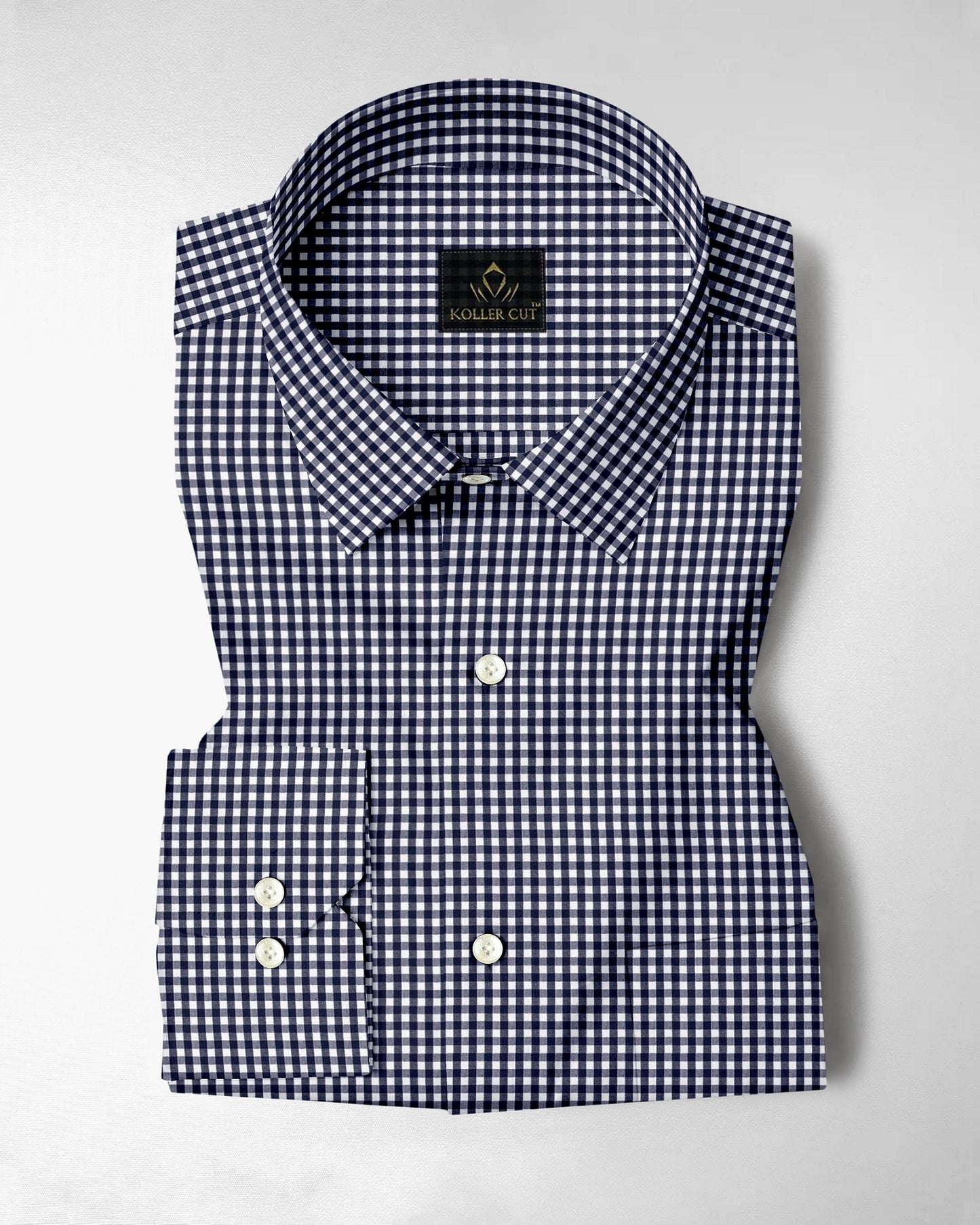 Berryblue and Porcelain White Gingham Checks Cotton Shirt