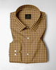 Fenugreek Yellow and Beetle Brown Gingham Checks 2 Ply Cotton Shirt
