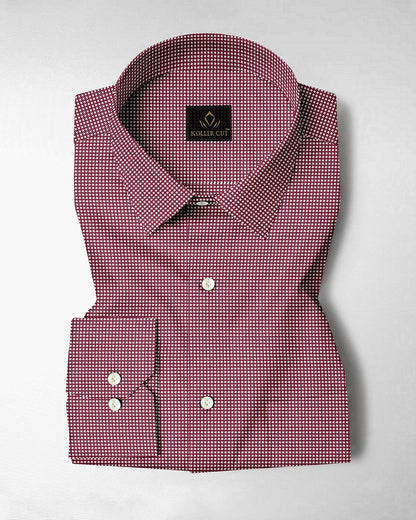 Garnet Red and White Ninja Kunai Star Shuriken Printed Cotton Shirt