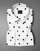Wisteria White and Sable Black Polka Dots Printed Cotton Shirt