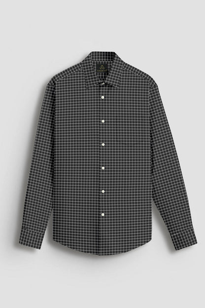 Crow Black and Snow White Checks Cotton Shirt