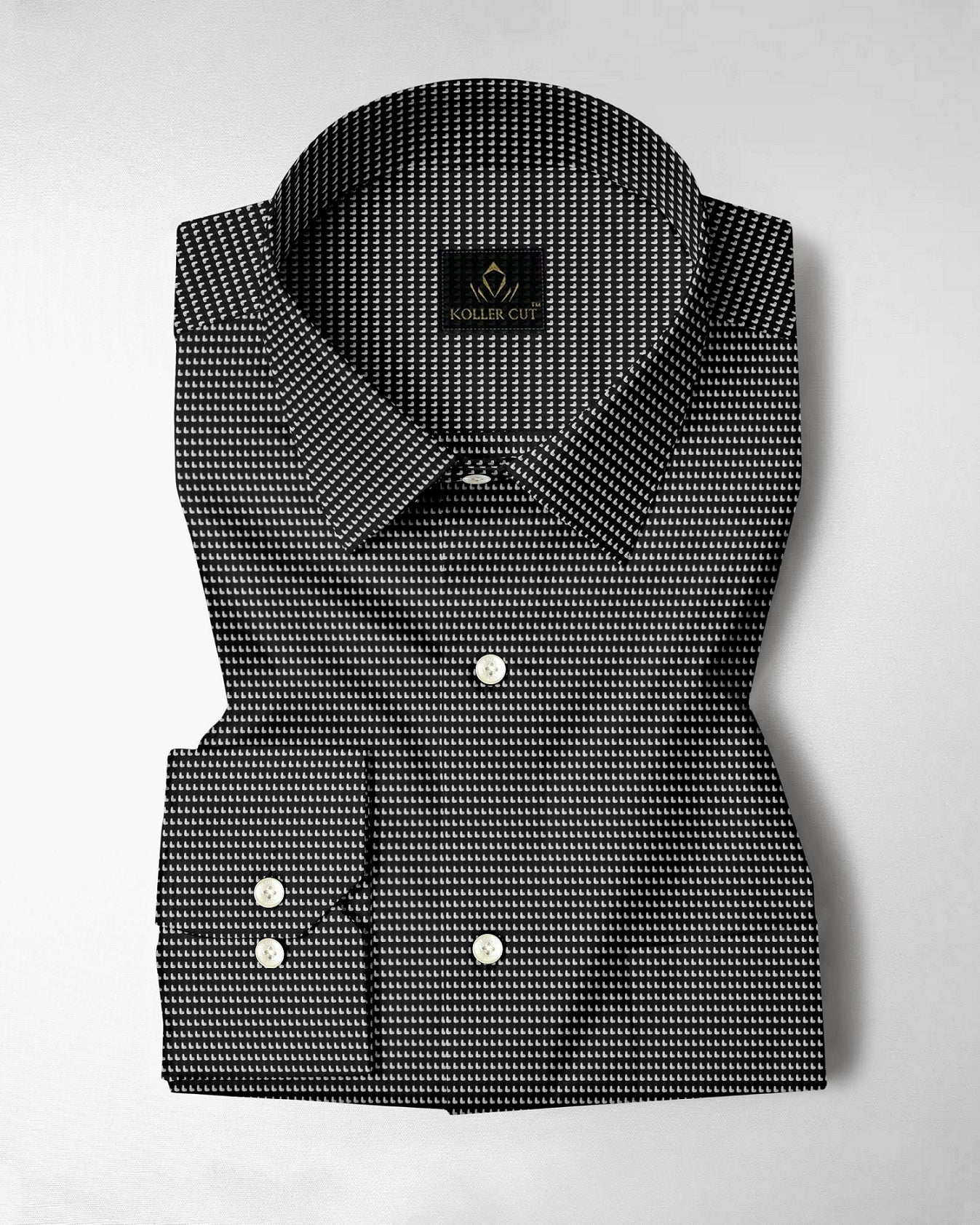 Mantaray Black and White Printed 2 Ply Giza Cotton Shirt