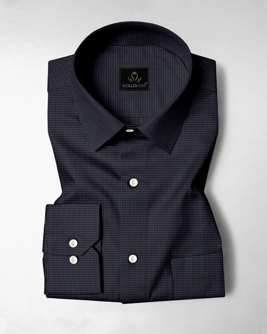 Onyx Black and Mysterioso Grey Hounds Tooth Checks 2 Ply Giza Cotton Shirt