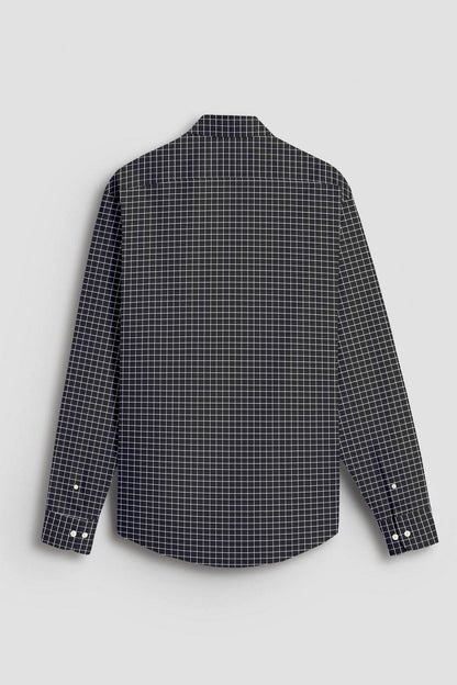 Crow Black and Snow White Checks Cotton Shirt