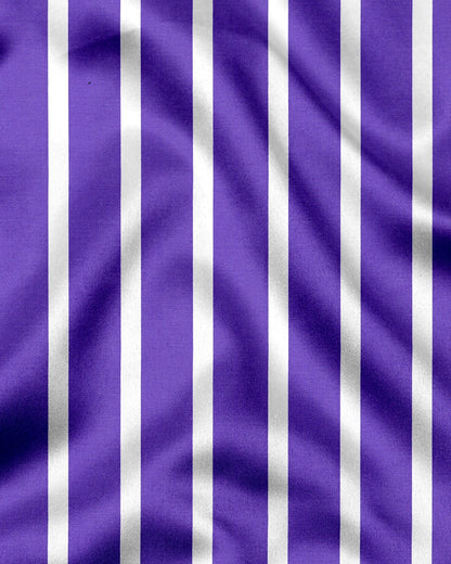 Iris Purple and White Wide Chalk Stripes Designer Cotton Shirt