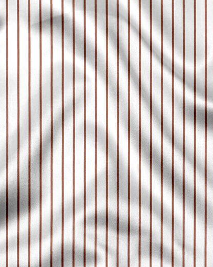 White and Copper Brown Stripes Designer Cotton Shirt
