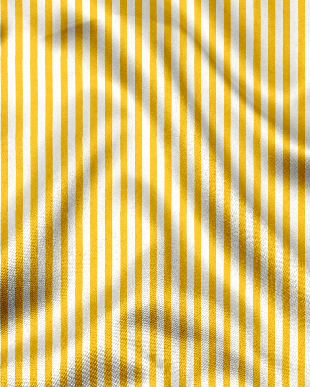 Lemon Yellow and White Candy Stripes Designer Cotton Shirt