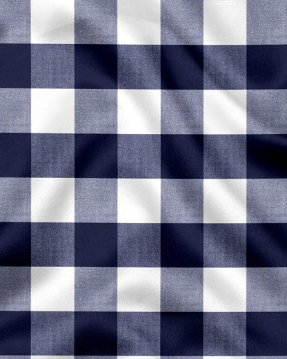 White and Ink Blue Buffalo Checks Designer Cotton Shirt