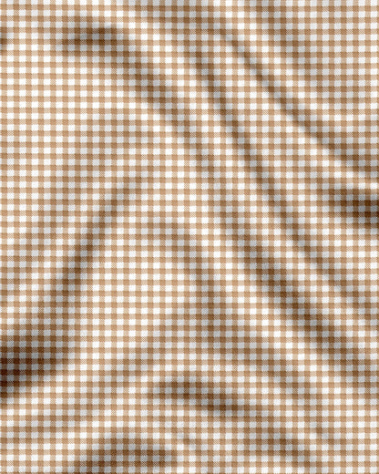 White and Frappe Brown Gingham Checks Designer Cotton Shirt