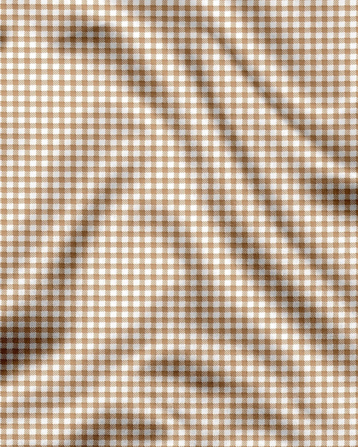 White and Frappe Brown Gingham Checks Cotton Shirt