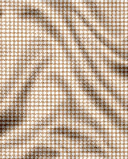 White and Frappe Brown Gingham Checks Cotton Shirt