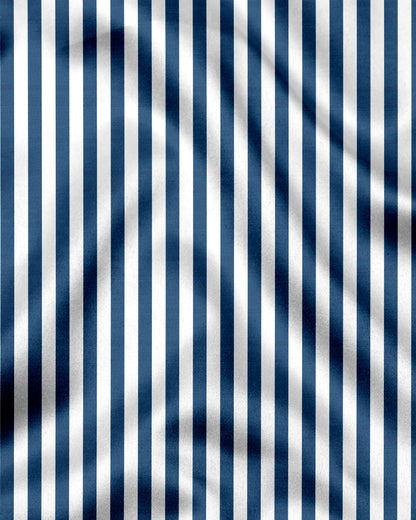White and Victoria Blue Chalk Stripes Designer Cotton Shirt