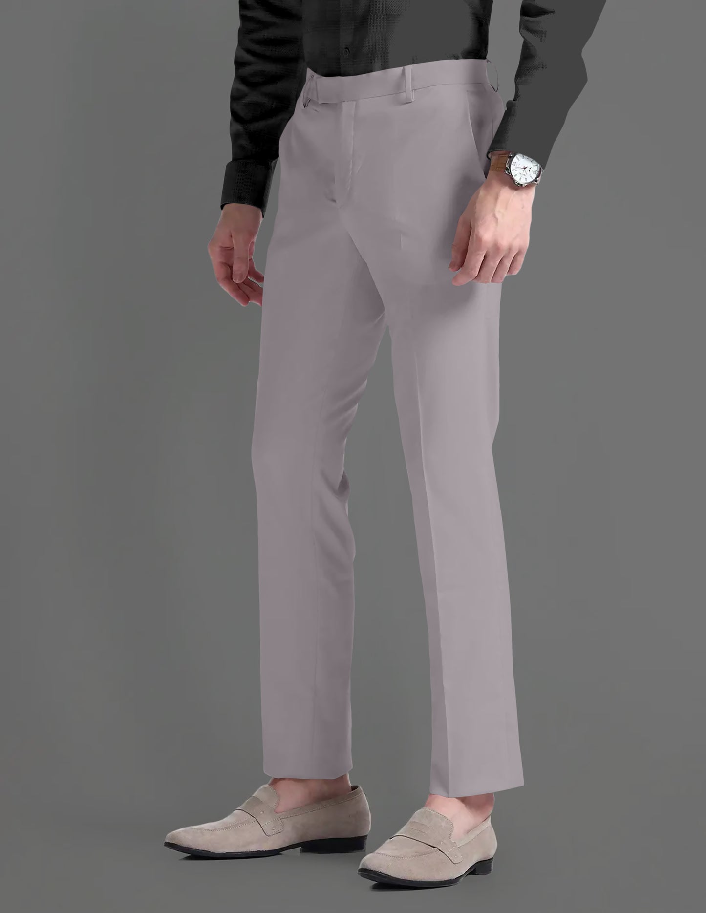 Lunar Gray Solid Wool Blend Pant