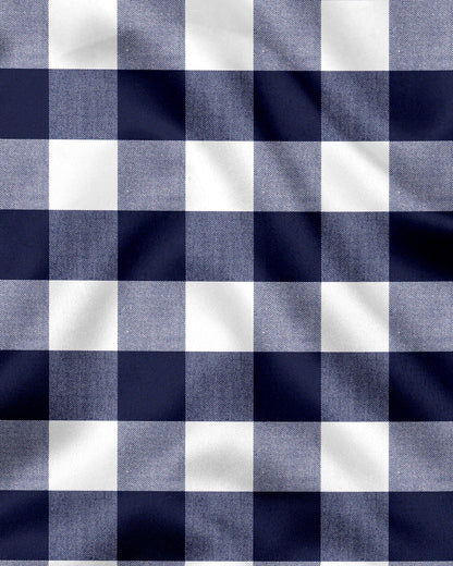 White and Ink Blue Buffalo Checks Cotton Shirt