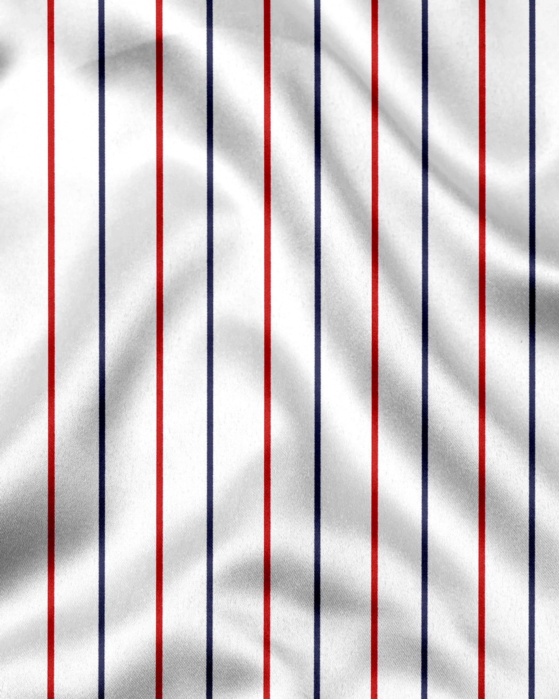 White with Scarlet Red and Navy Stripes Cotton Shirt