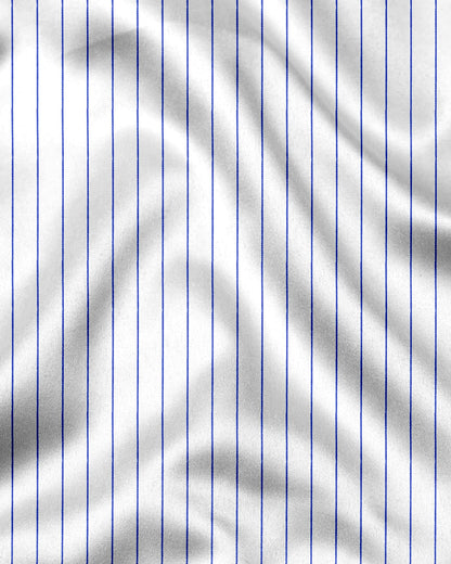 White and Dodger Blue Pin Stripes Cotton Shirt