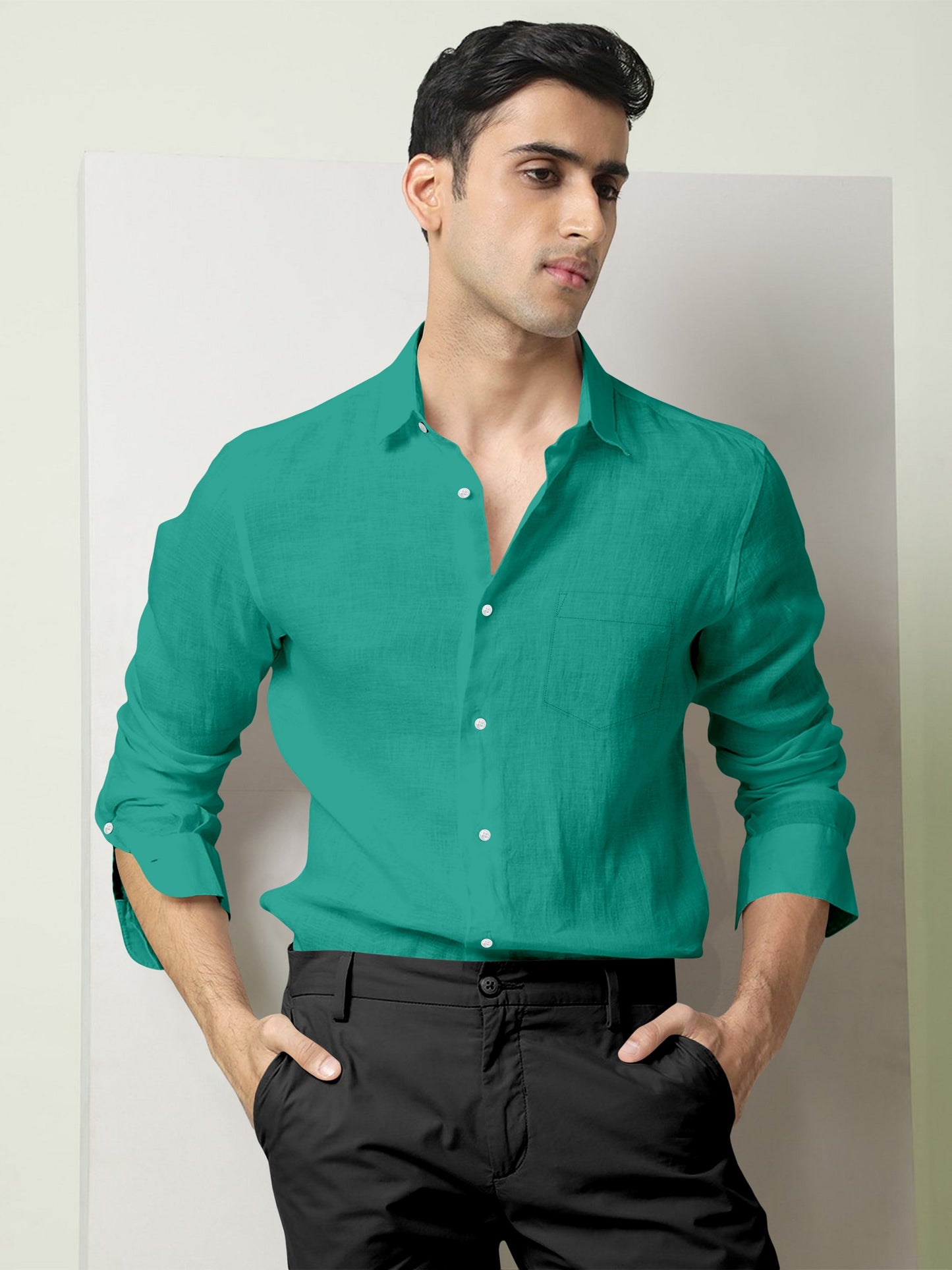Leprechaun Green Luxurious Linen Shirt