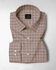 White with Wren Brown and Coffee Brown Hounds Tooth Checks 2 ply Giza Cotton Shirt