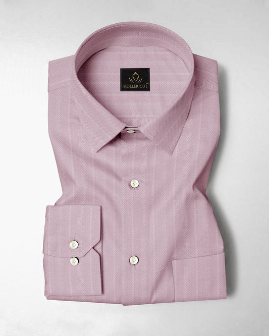 Valerian Pink Chevron Stripes 2 ply Cotton Shirt  