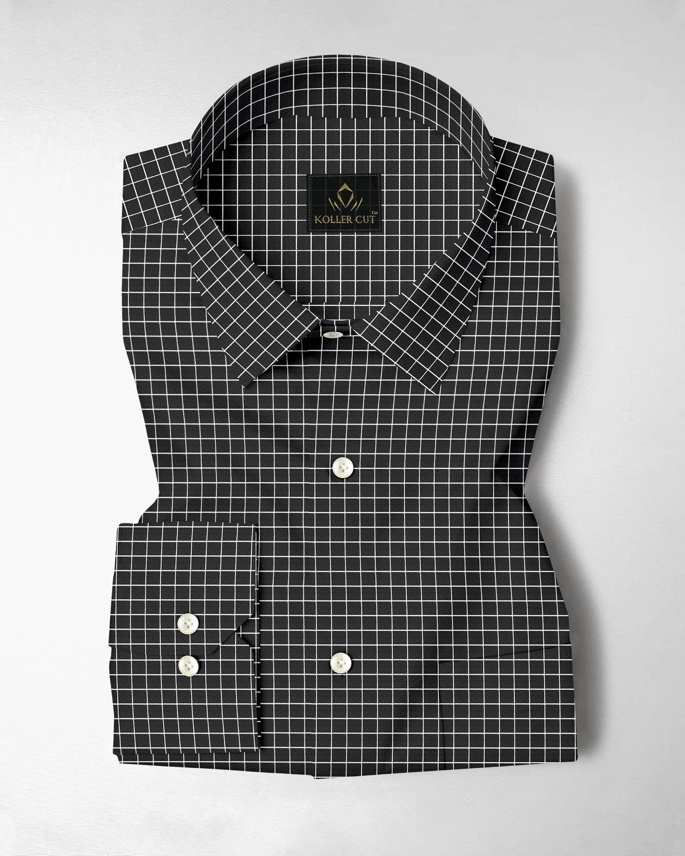 Crow Black and Snow White Checks Cotton Shirt