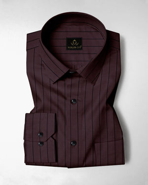 Claret Wine and Raven Black Pinstripes Oxford Cotton Shirt