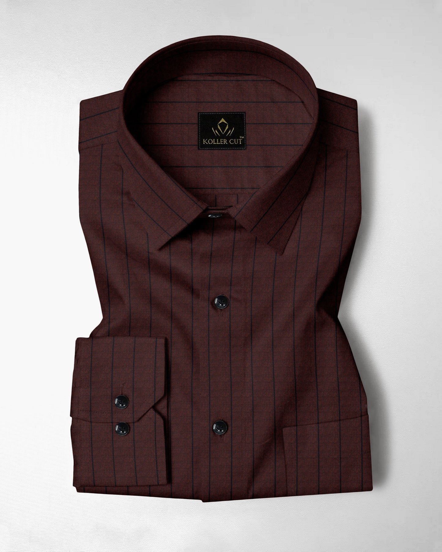 Oxblood Red and Raven Black Pinstripes Oxford Cotton Shirt