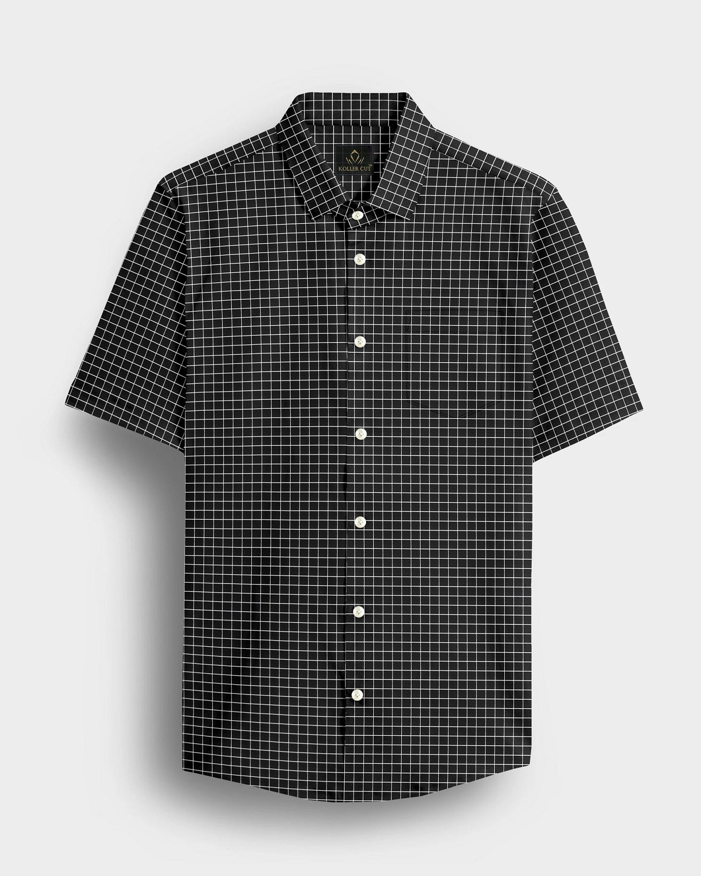 Crow Black and Snow White Checks Cotton Shirt