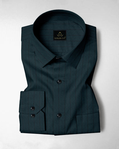 Mallard Green and Raven Black Pinstripes Oxford Cotton Shirt