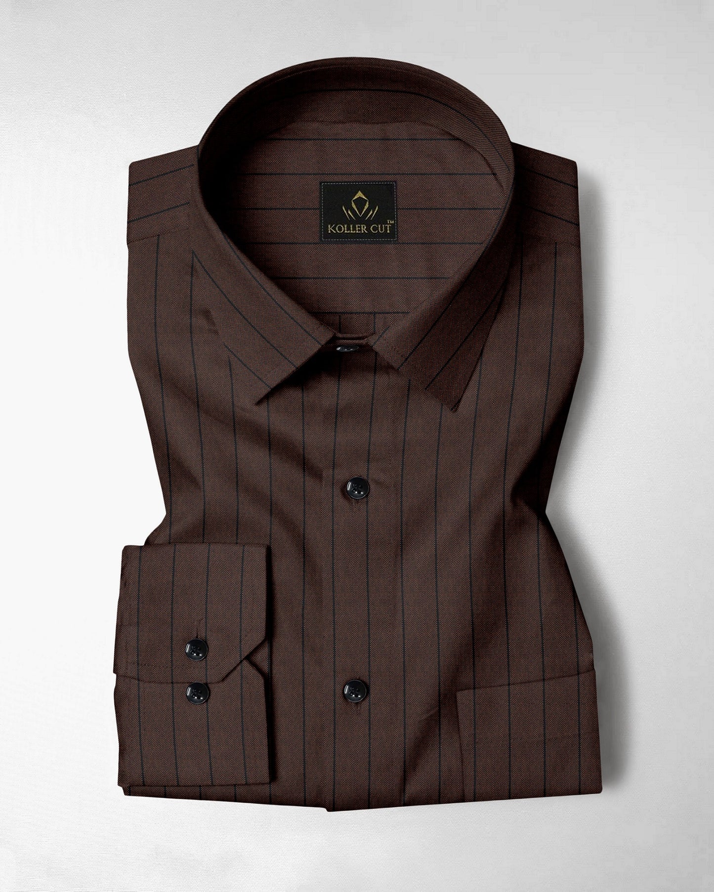 Pecan Brown and Raven Black Pinstripes Oxford Cotton Shirt