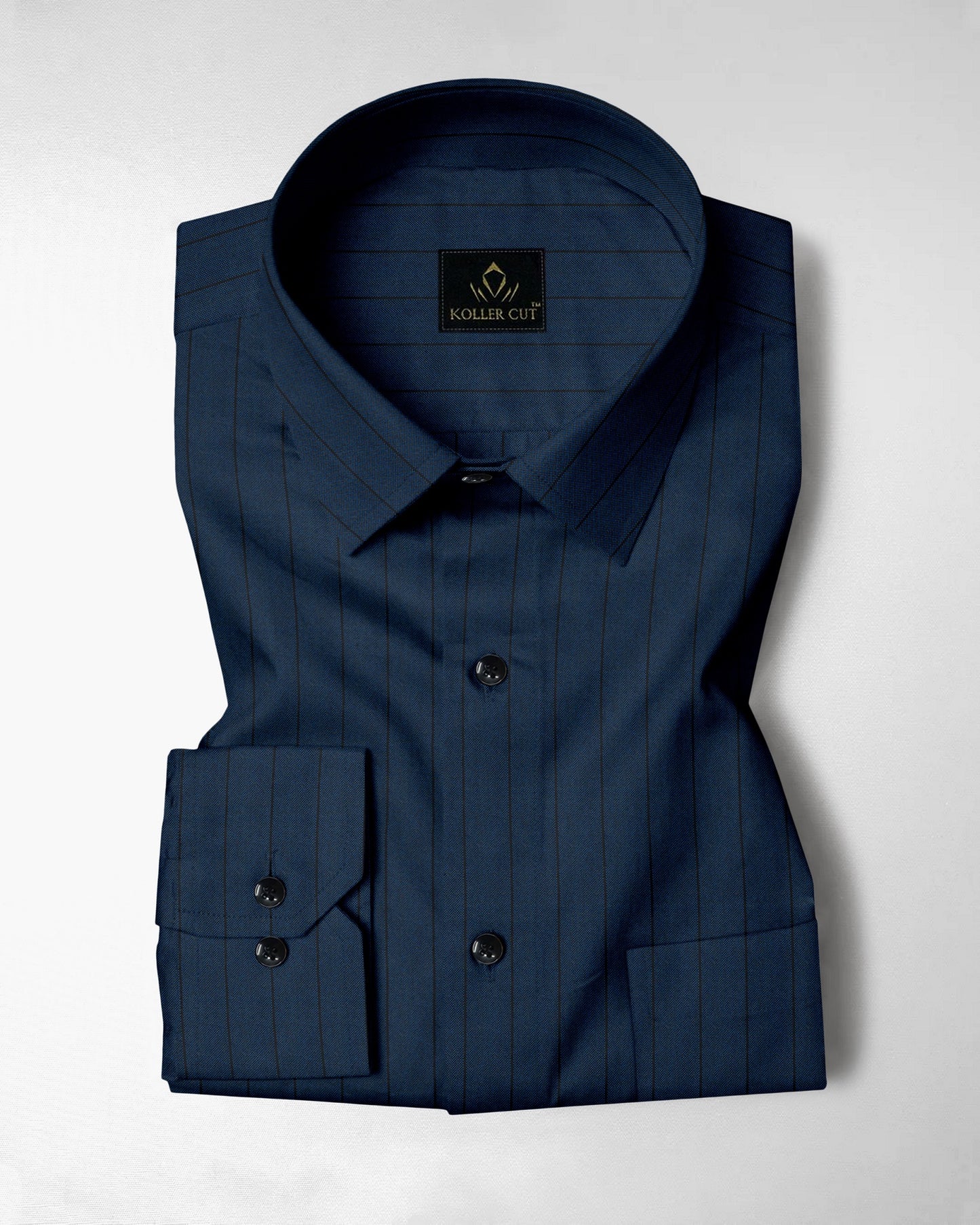 Macaw Blue and Raven Black Pinstripes Oxford Cotton Shirt